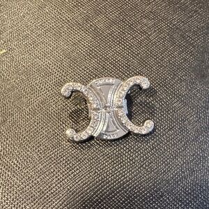 Classic Chic Celine Silver Logo Brooch fashion Jewlery with lab diamonds